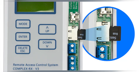 COMPLEXRX_V3 - Town-House Complex Gate Receiver: 2 Ch - 4000 Remotes Per Ch, Micro SD Card Backing Up, Event Logging, Password Protected 100m Range Code-Hopping (403MHz)