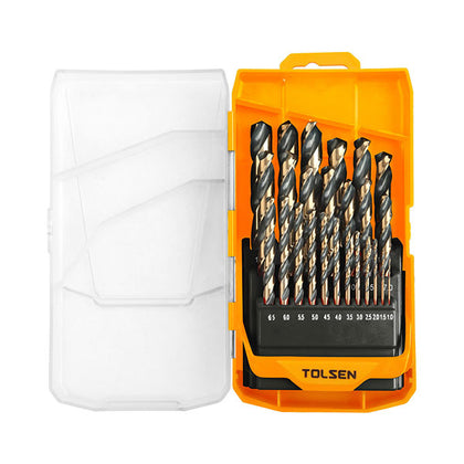 TOL75087 - 25pcs Black & Gold HSS Fractional Straight Shank Jobber Length Drill Bits set (INDUSTRIAL)
