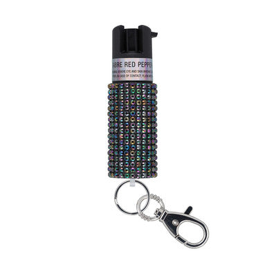 SABRE Pepper Spray Black Jewelled Key Ring